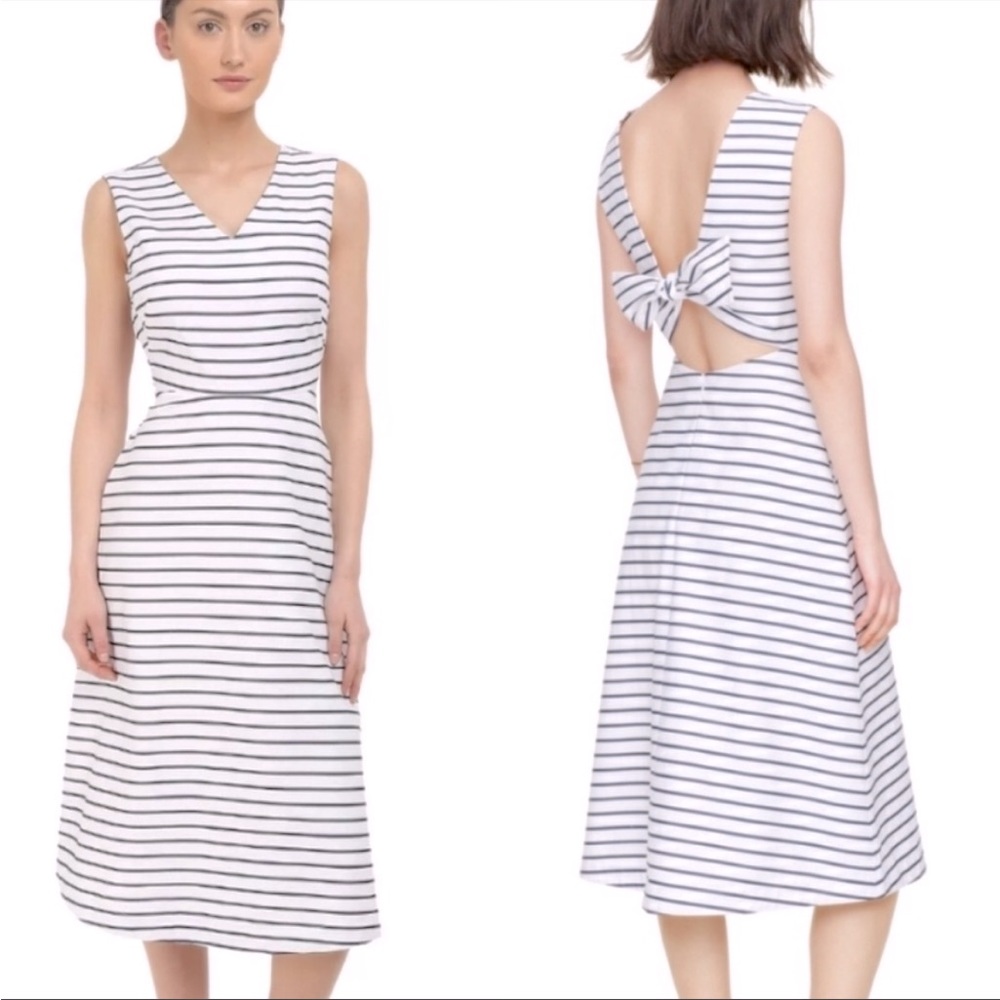 Kate Spade Broome Street Bow Back Striped Midi Dress
